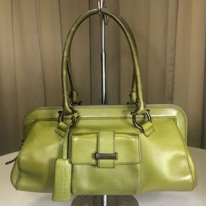 Salvatore Ferragamo Mold Green Leather Satchel handbag Italy